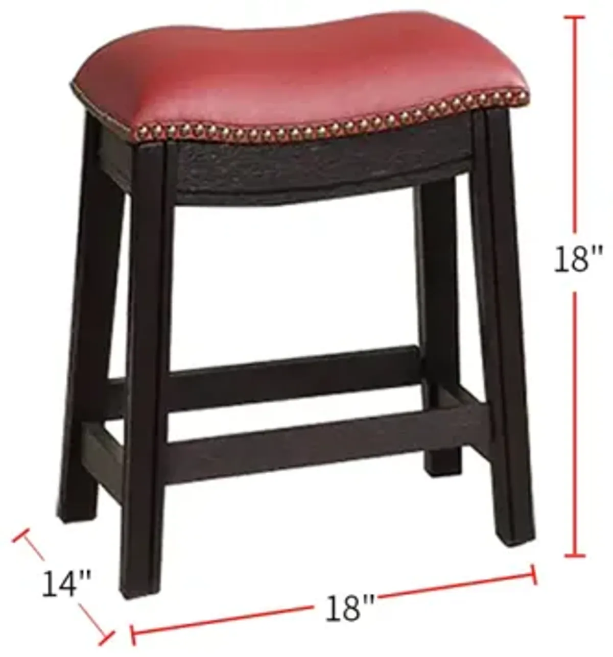 Burgundy PU Upholstery Stool, Set Of 2