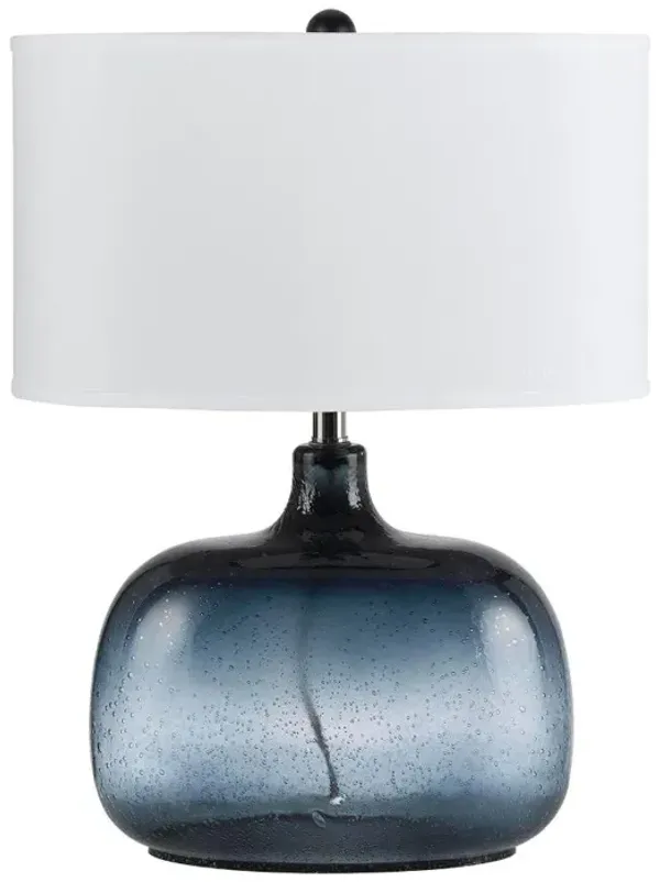 Hivvago 24" Dark Blue Glass Table Lamp With White Novelty Shade
