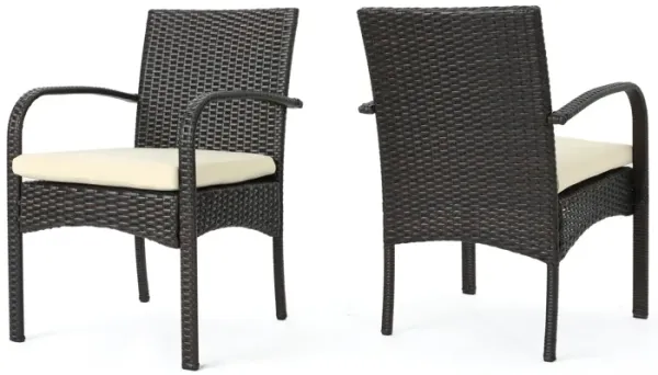 Merax PE Rattan Outdoor Dining Chairs 2 PCS