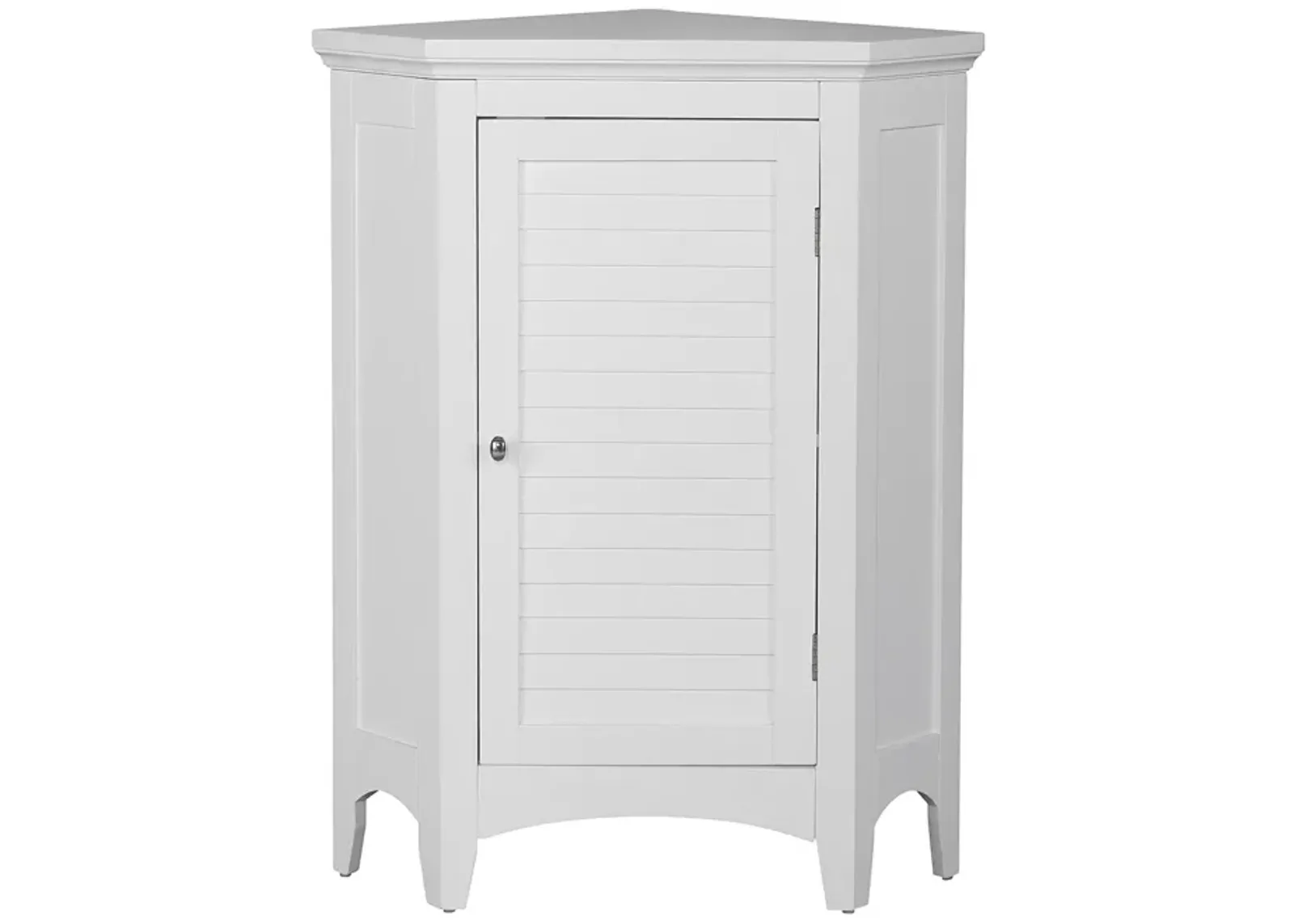 Teamson Home Glancy One Shutter Doors Wooden Corner Stand Floor Cabinet White