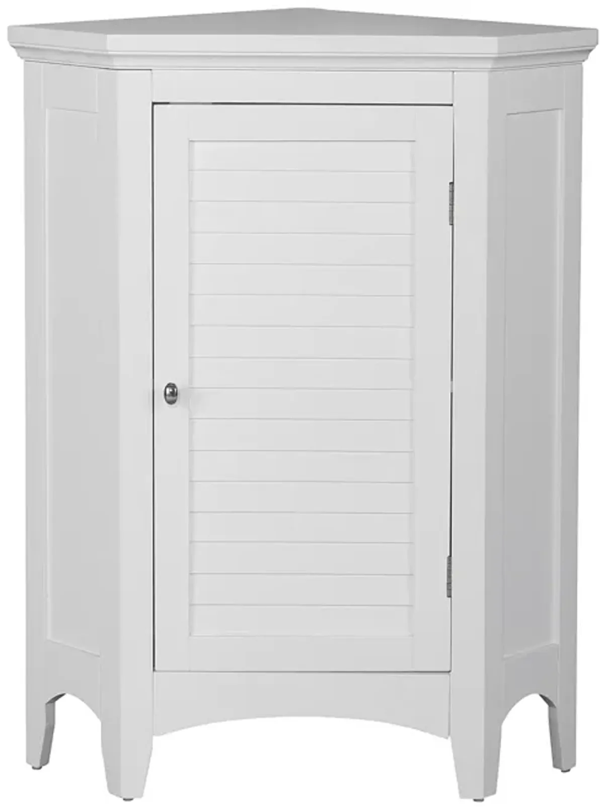 Teamson Home Glancy One Shutter Doors Wooden Corner Stand Floor Cabinet White