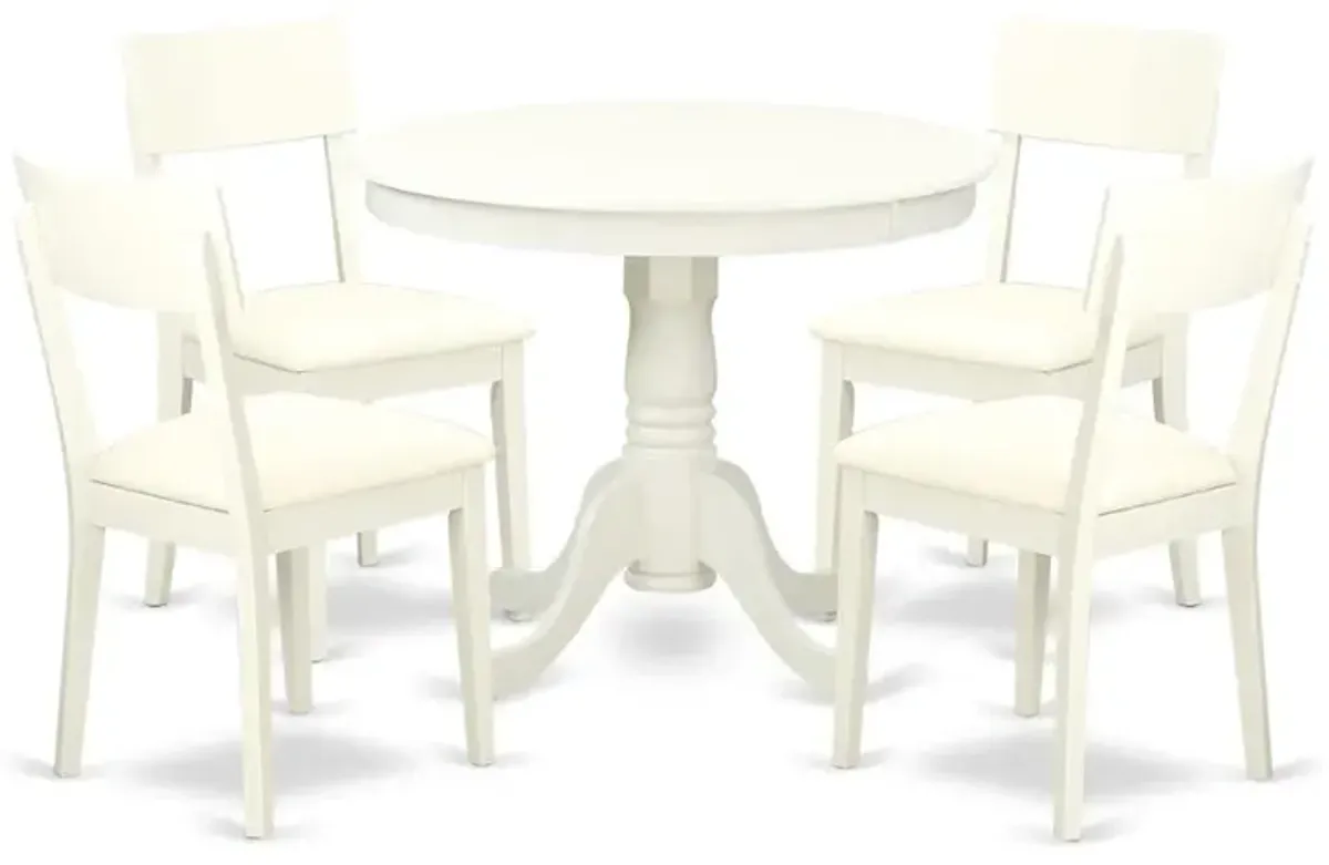 Dining Room Set Linen White, ANAD5-LWH-LC