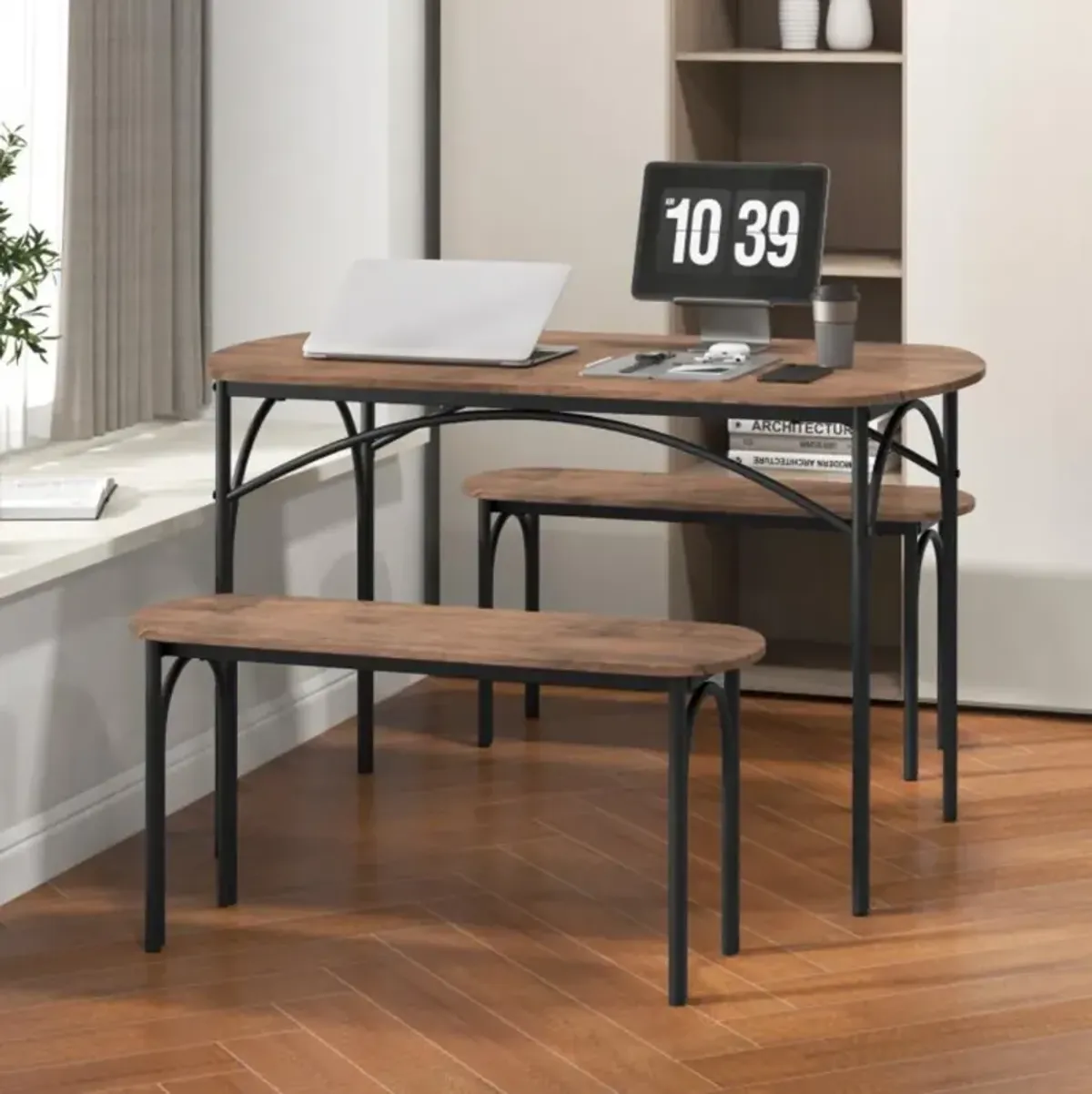 Hivvago 3-Piece Dining Table Set for 4 with Metal Frame