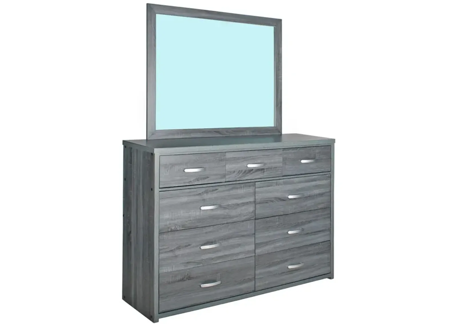 Better Home Products Majestic Super Jumbo 9-Drawer Double Dresser in Gray