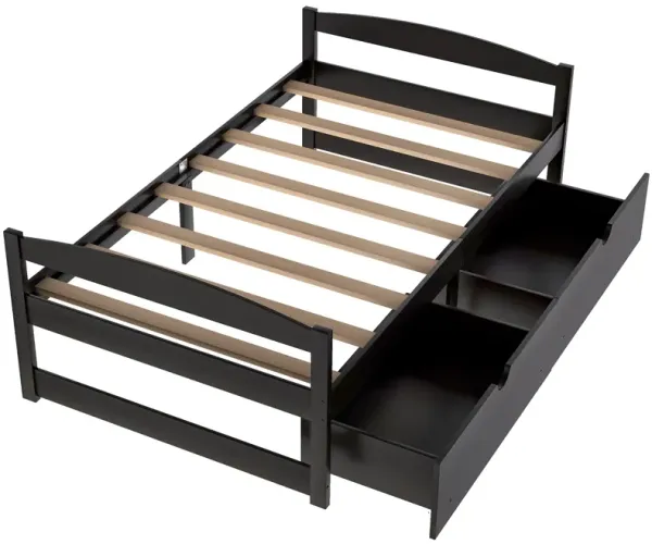 Whisen Twin Size Platform Bed with 2 Drawers - White