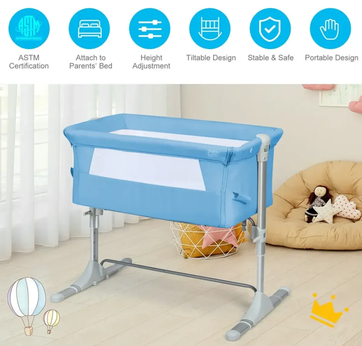 Travel Portable Baby Bed Side Sleeper  Bassinet Crib with Carrying Bag