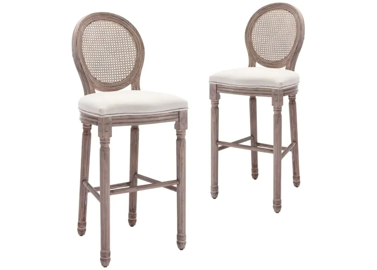 Bar Stools 2 pcs White Linen