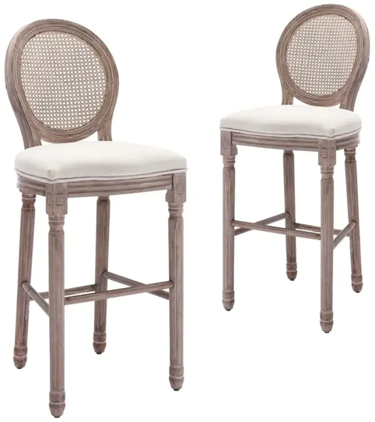 Bar Stools 2 pcs White Linen