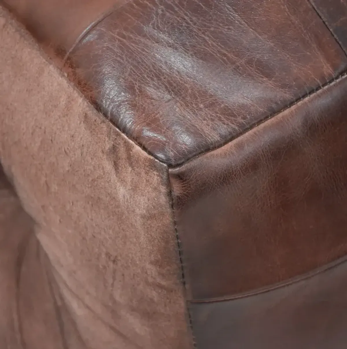 Solid Handmade Buffalo Leather Square Pouf 18"x18"x18" (Recycled Foam with Fibre Fill) Brown Color BBBACPF25 BBH Homes