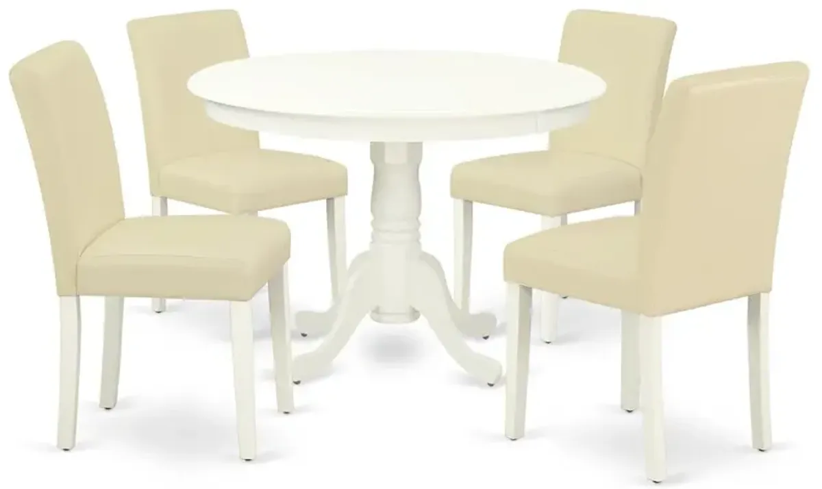Dining Room Set Linen White, HLAB5-LWH-64