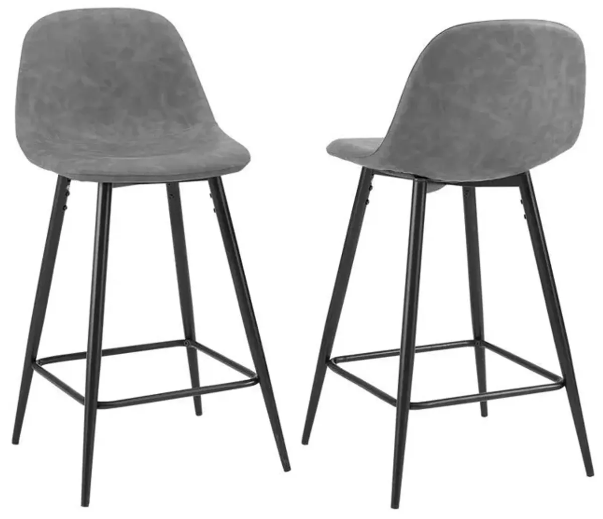 Weston 2Pc Counter Stool Set Distressed Gray/Matte Black - 2 Stools