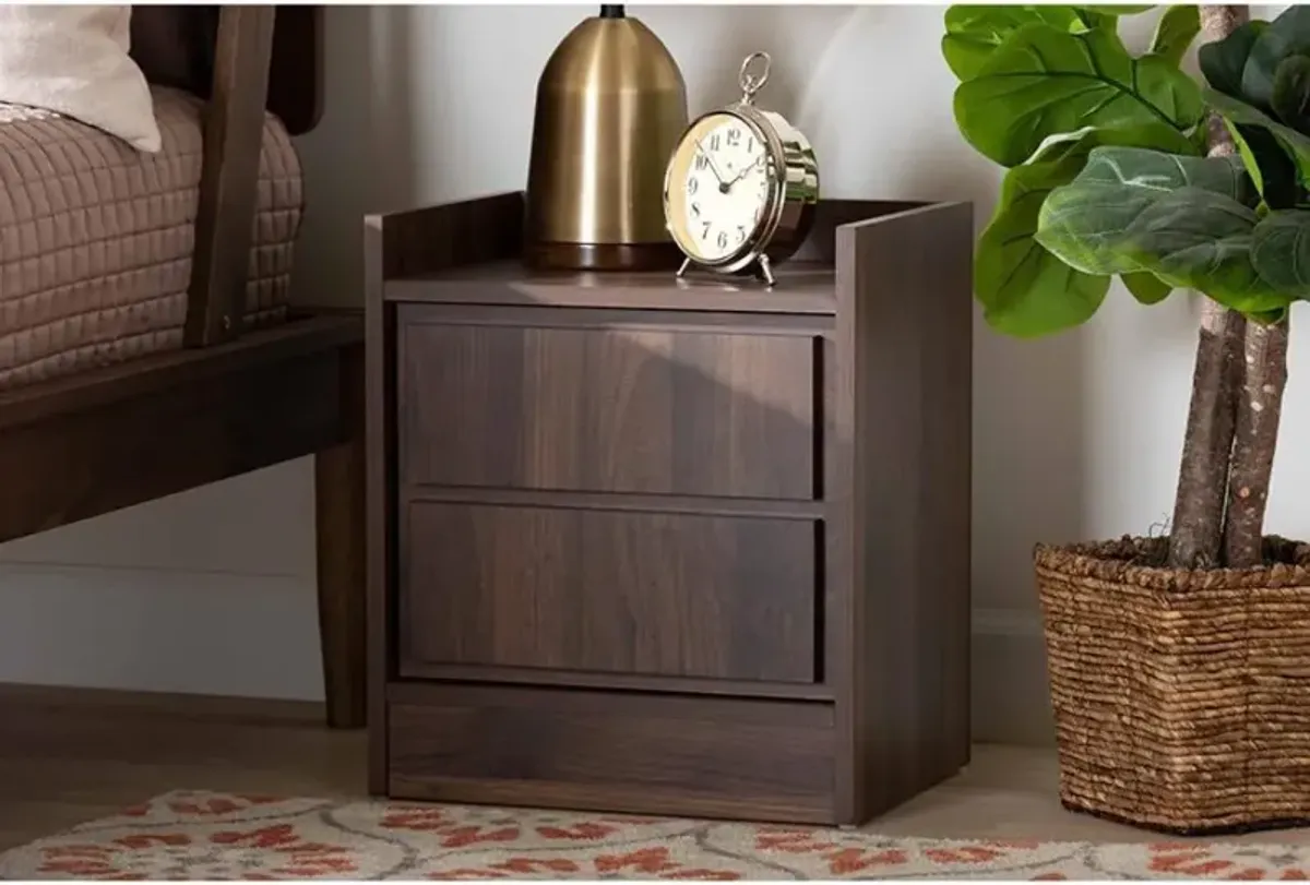 Hale Modern and Contemporary Walnut Brown Finished Wood 1-Door Nightstand