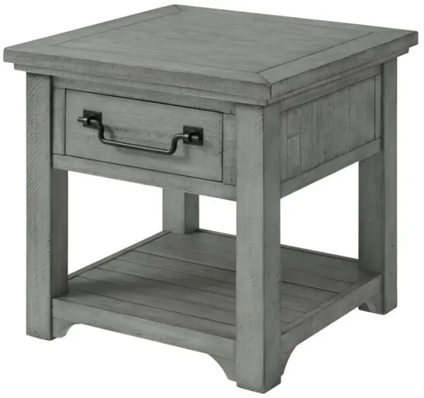 Hivvago 24" Grey Solid Wood Square End Table With Drawer And Shelf