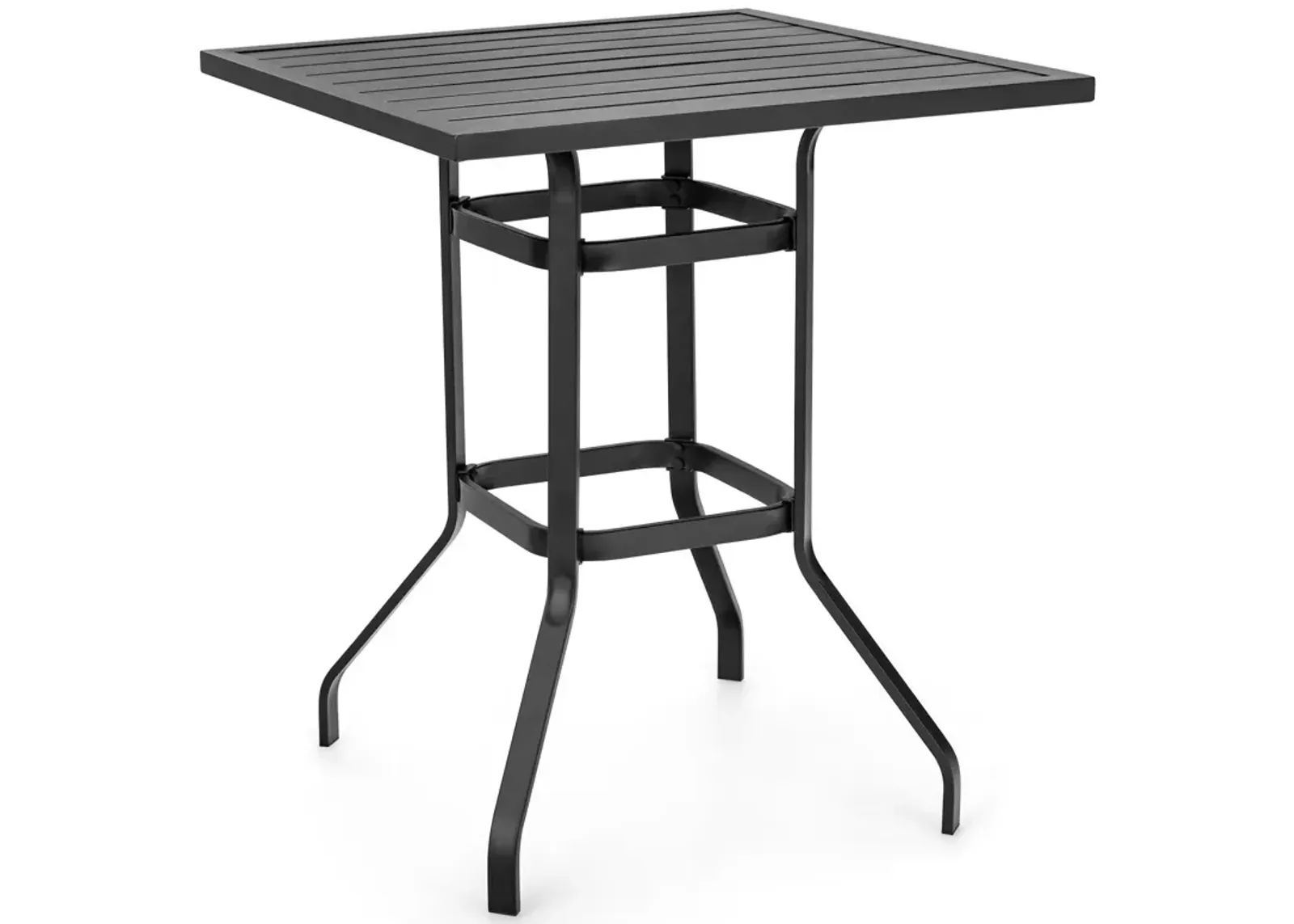 32 Inches Outdoor Steel Square Bar Table with Powder-Coated Tabletop