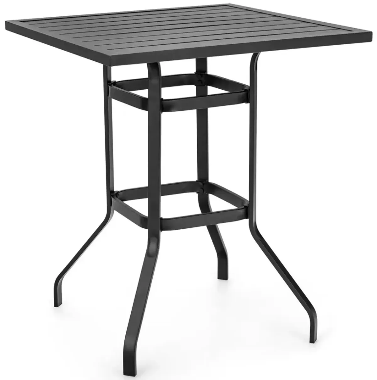 32 Inches Outdoor Steel Square Bar Table with Powder-Coated Tabletop