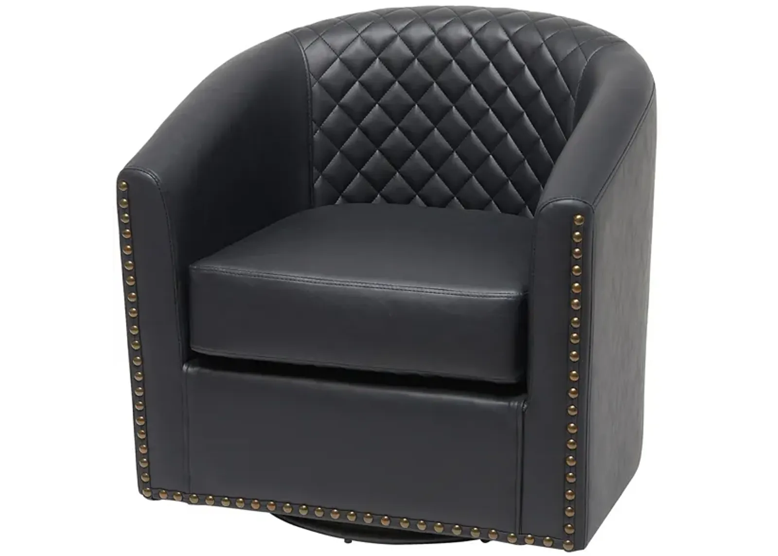 29" Wide Tufted PU Leather Swivel Barrel Chair