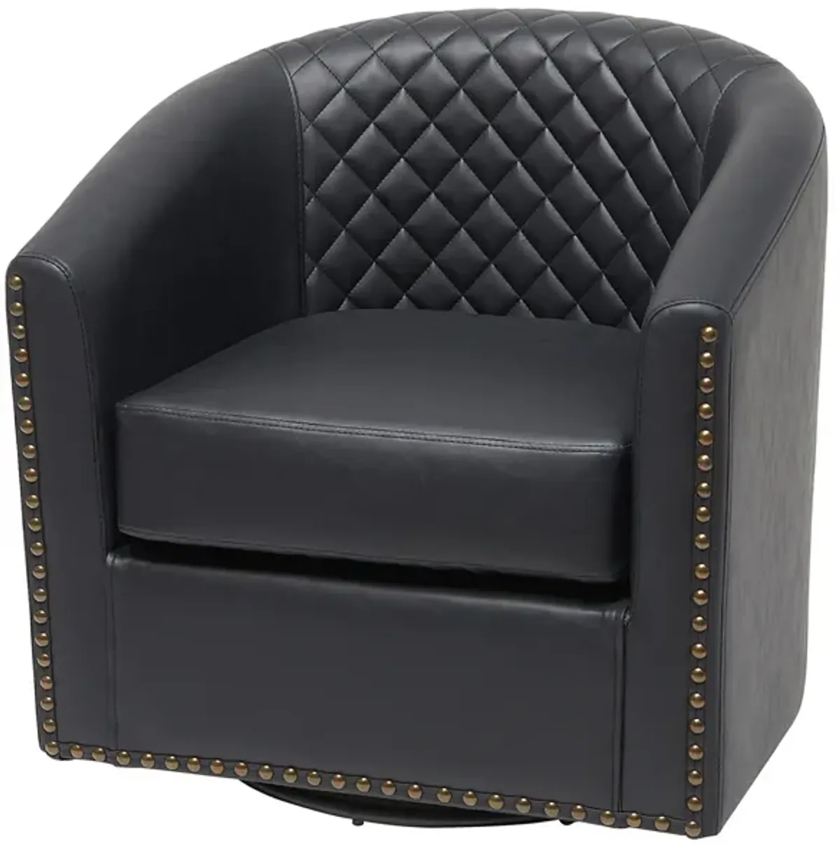 29" Wide Tufted PU Leather Swivel Barrel Chair