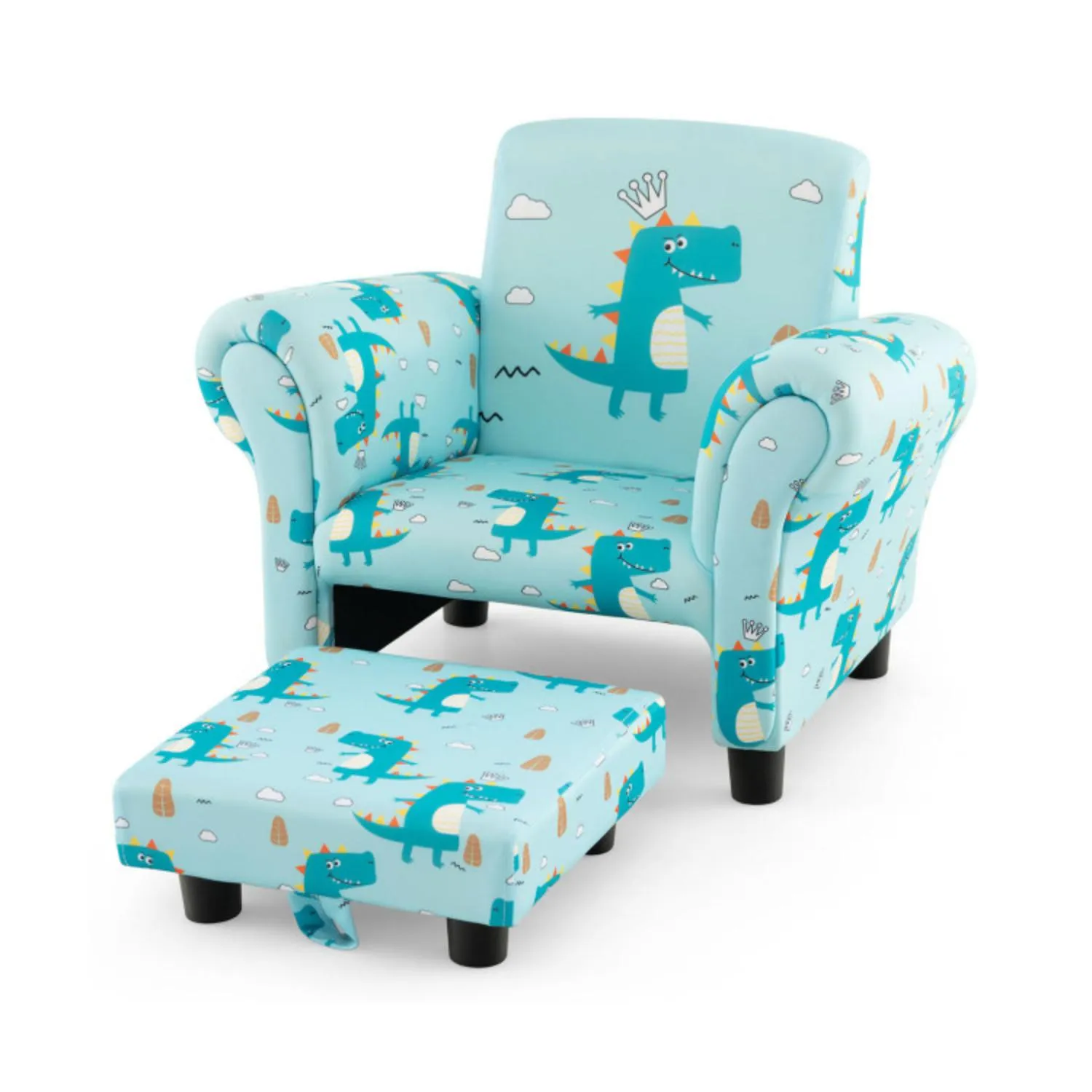 Hivvago Kids Single Sofa with Cute Patterns  Ergonomic Backrest and Armrests