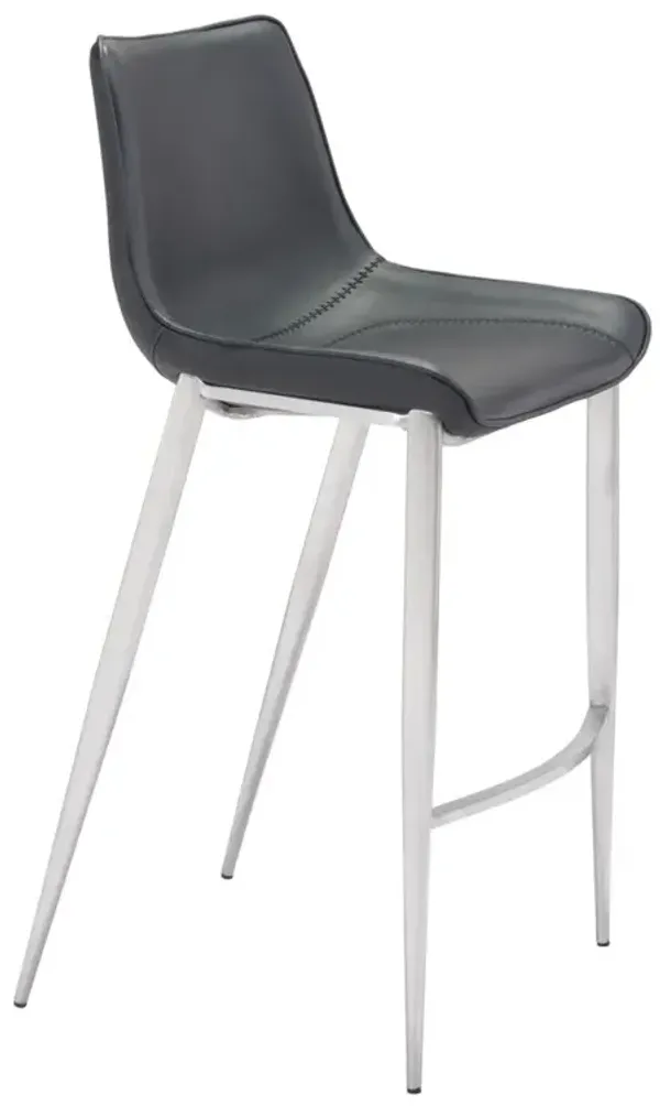 Belen Kox Magnus Bar Chair (Set of 2), Black &  Brushed Stainless Steel, Belen Kox