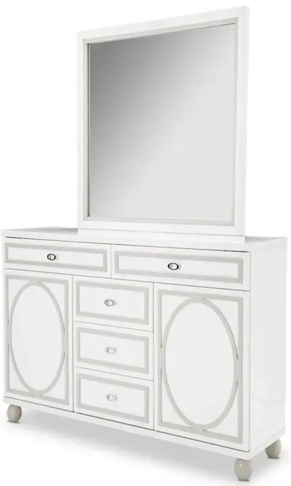 Michael Amini Sky Tower Dresser with Mirror - Cloud White