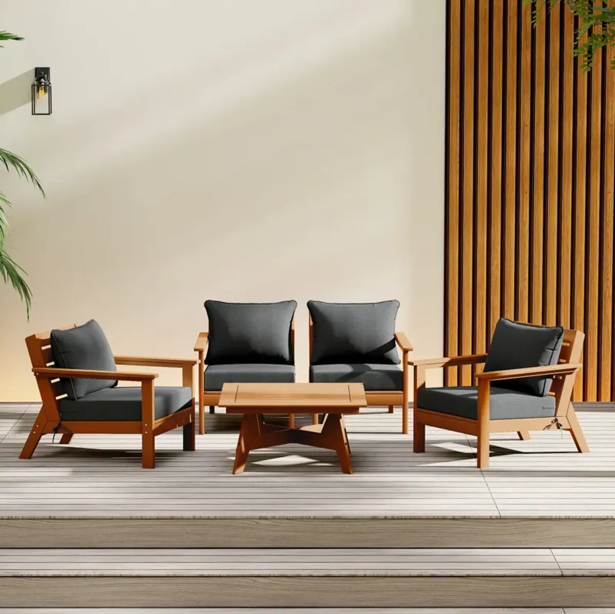 WestinTrends Outdoor 5-Piece Modular Sectional Patio Furniture Sofa Set