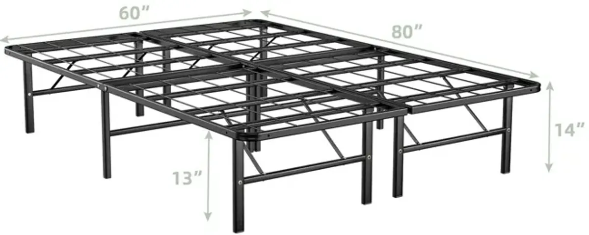 Full/Queen Size Foldable Metal Platform Bed with Tool-Free Assembly