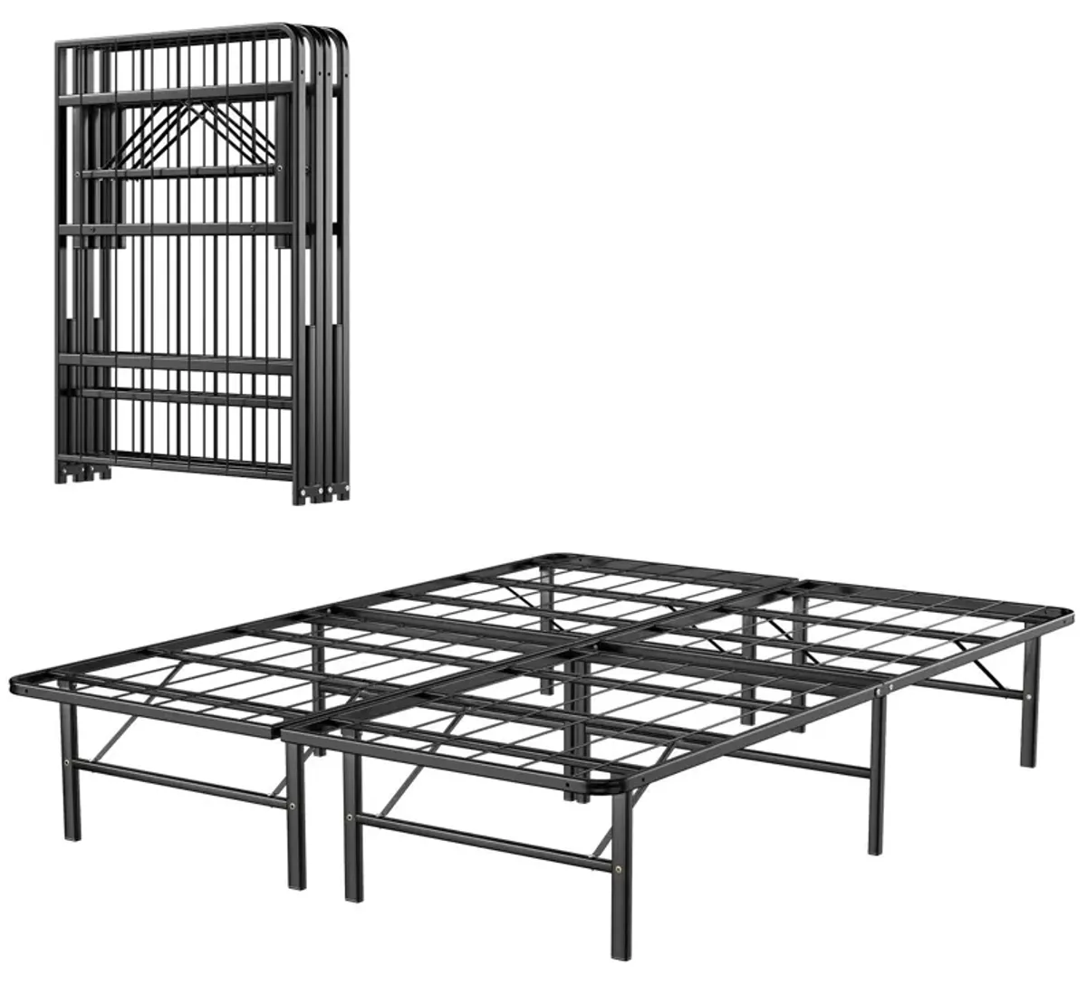 Full/Queen Size Foldable Metal Platform Bed with Tool-Free Assembly