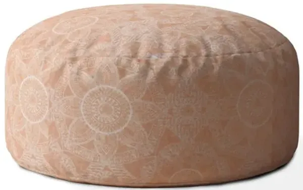 Hivvago 24" Orange Cotton Round Ottoman