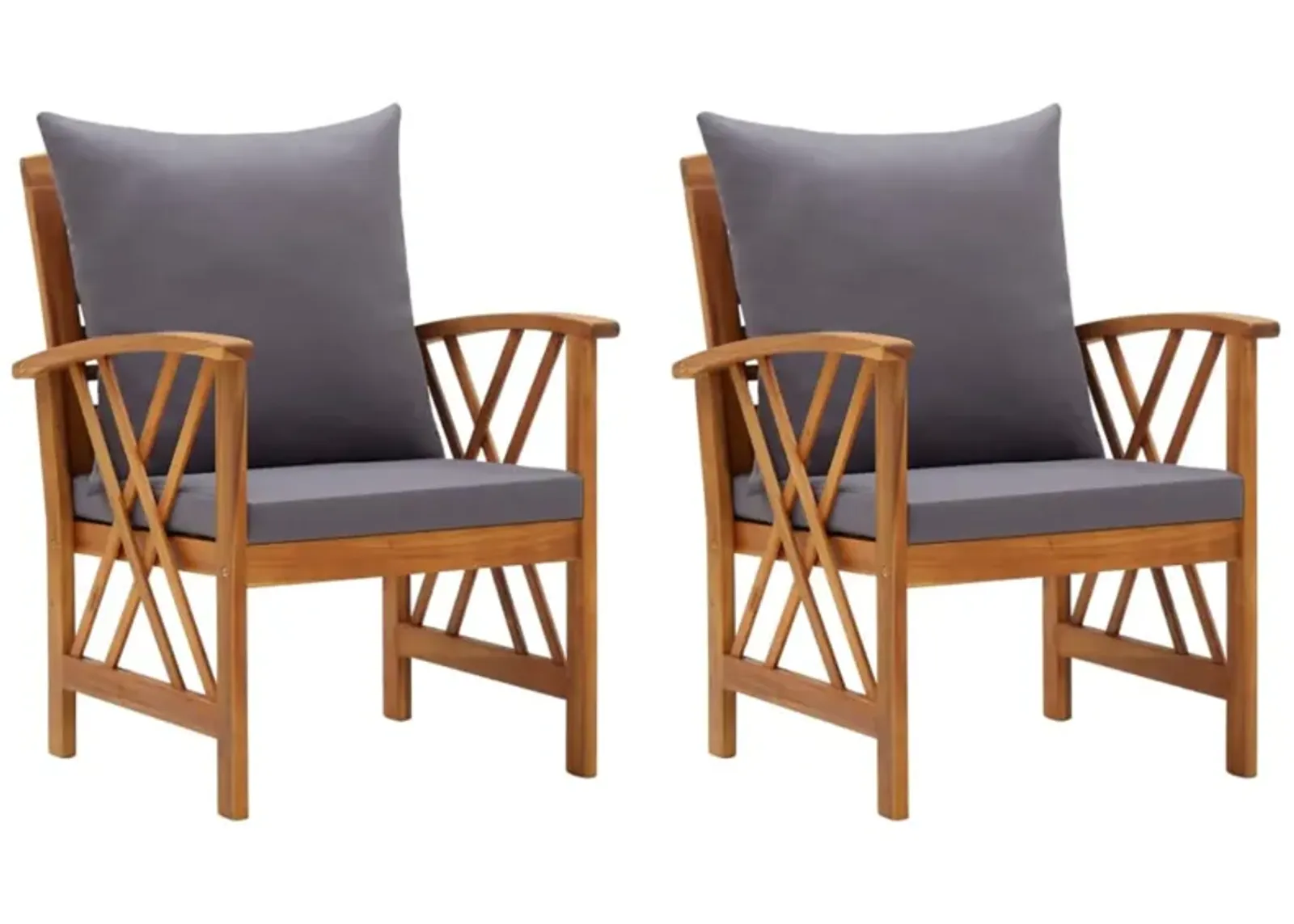 vidaXL Garden Chairs with Cushions 2 pcs Solid Acacia Wood