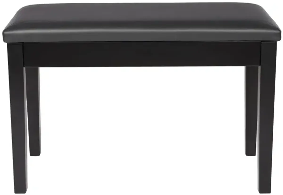 Wooden Duet Piano Bench with Padded Cushion and Music Storage -Black