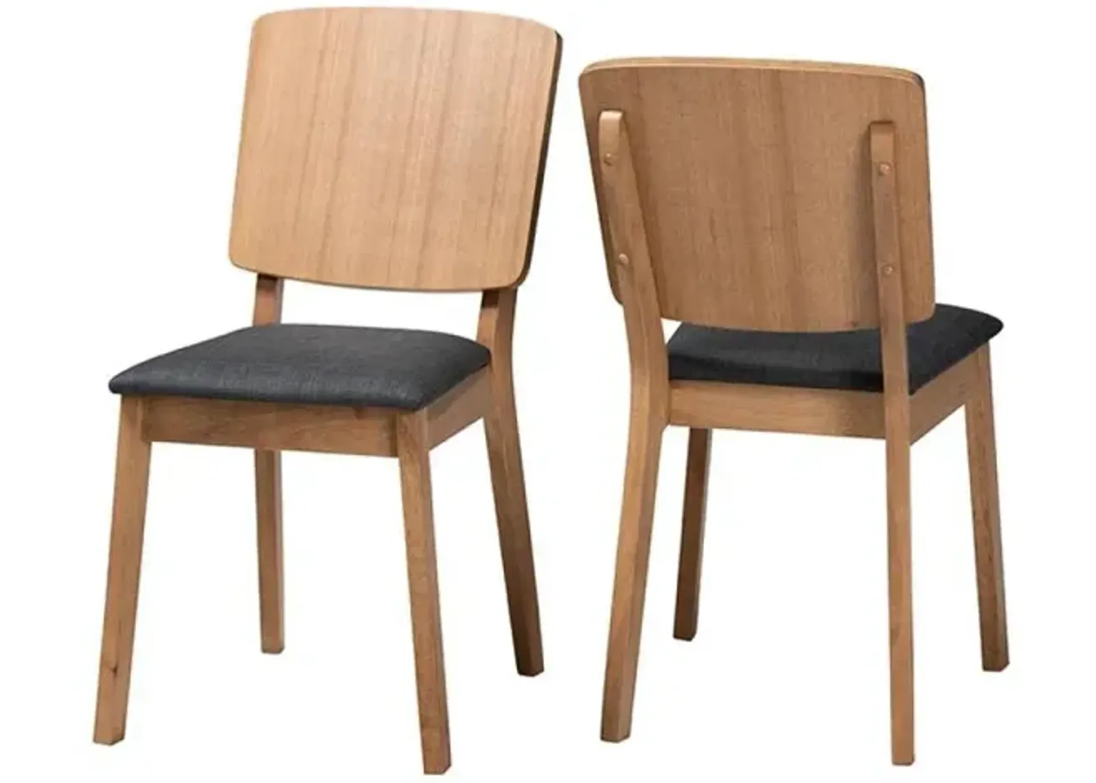 French Oak Brown Finished Rubberwood 2-Piece Dining Chair Set