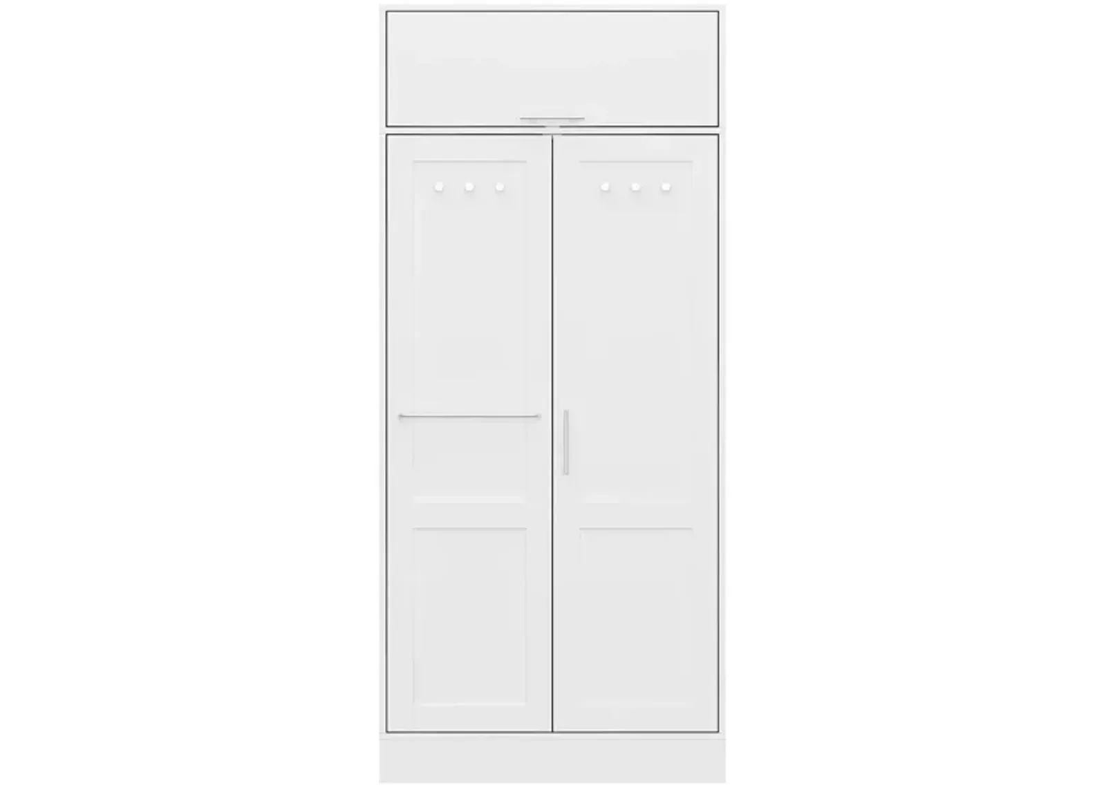 FUFU&GAGA Modern Double-Door Wardrobe with Top Storage Cabinet (31.5" W x 20.6" D x 70.9" H),White