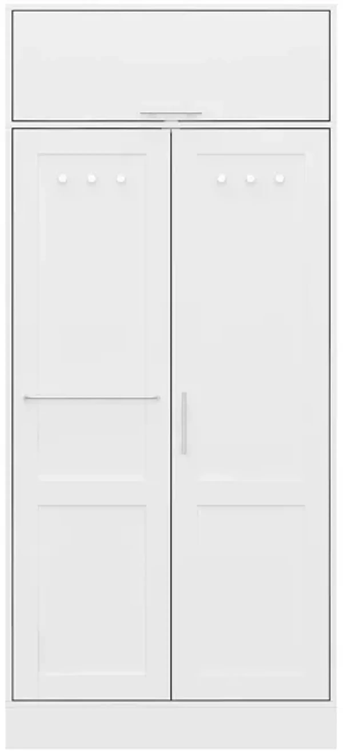 FUFU&GAGA Modern Double-Door Wardrobe with Top Storage Cabinet (31.5" W x 20.6" D x 70.9" H),White