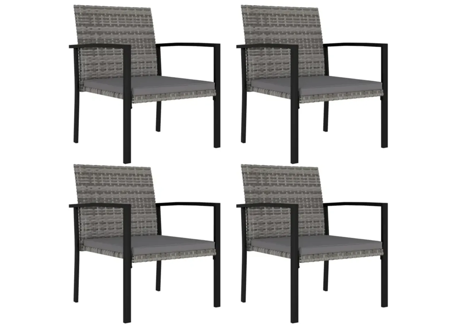 vidaXL Garden Dining Chairs 4 pcs Poly Rattan Gray