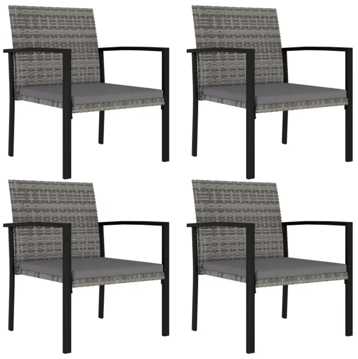 vidaXL Garden Dining Chairs 4 pcs Poly Rattan Gray