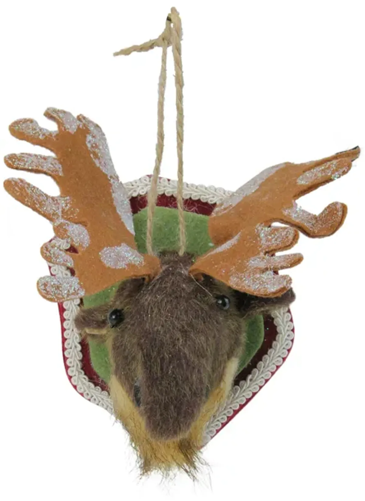 7" Gray and Beige Stuffed Moose Head Plaque Christmas Ornament