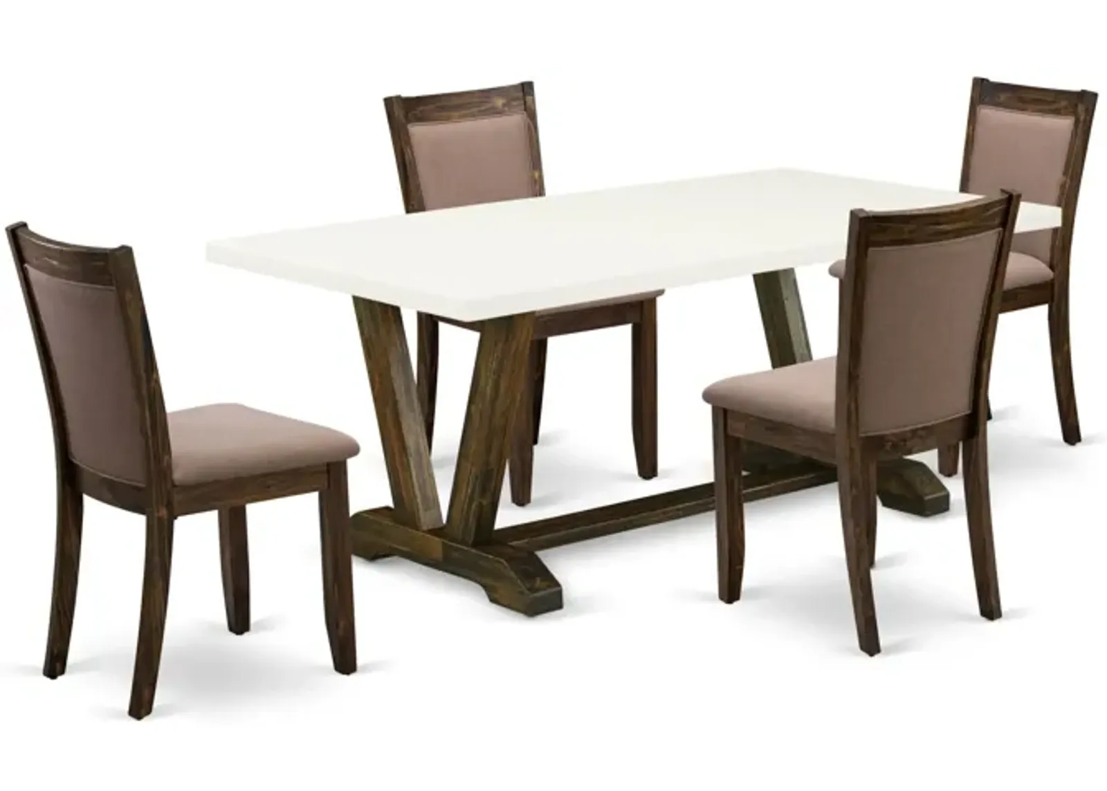 East West Furniture V727MZ748-5 5Pc Dining Set - Rectangular Table and 4 Parson Chairs - Multi-Color Color