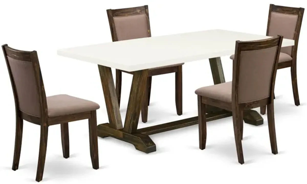 East West Furniture V727MZ748-5 5Pc Dining Set - Rectangular Table and 4 Parson Chairs - Multi-Color Color