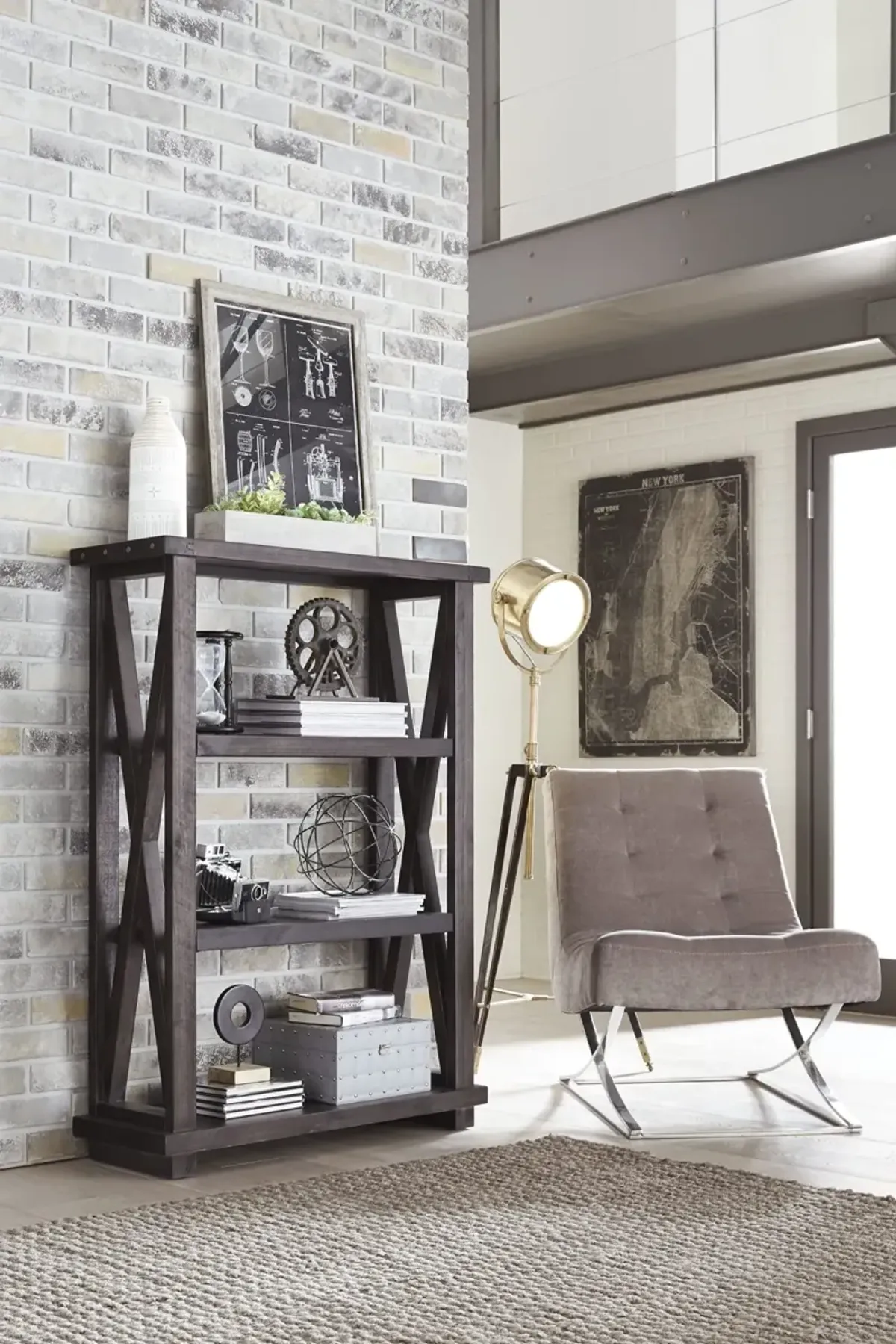 Yosemite Solid Wood 54x39 inch Bookshelf in Cafe