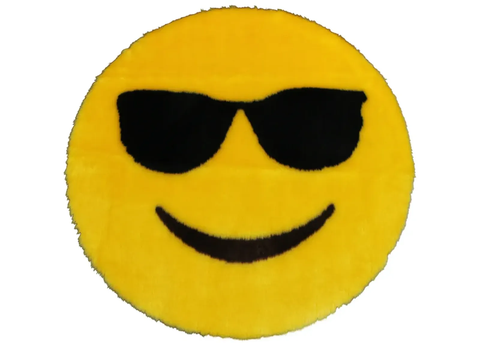 Walk on Me Emoji Faux Fur Soft and Cute 26 in. Sunglasses Area Rug Made in France