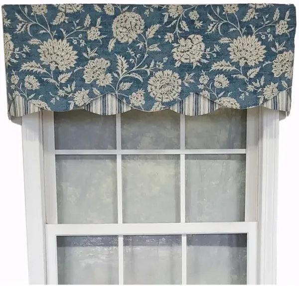 RLF Home Luxurious Modern Design Classic Basanti Petticoat Style Window Valance 50" x 15" Navy