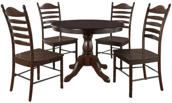 Carolina Living Fairview 36 Pedestal Dining Table with 4 Whitman Dining Chairs - Espresso
