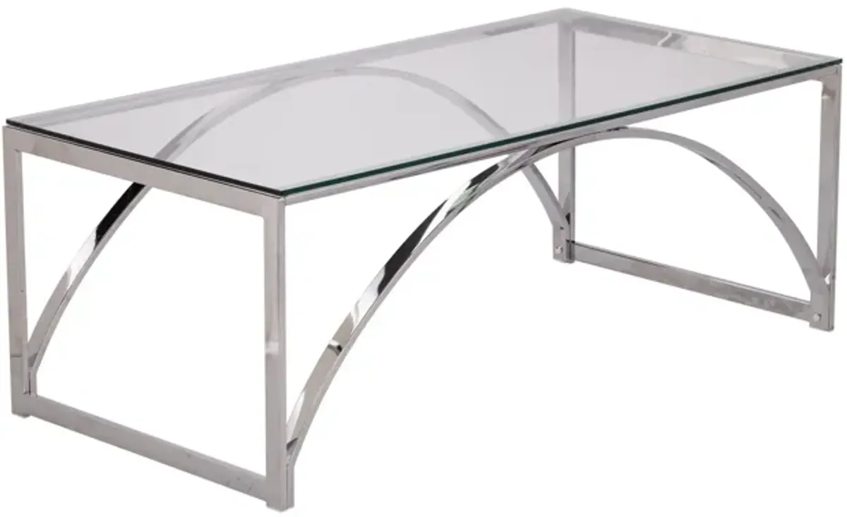 Hivvago 48 Inch  Chrome Glass And Metal Rectangular Coffee Table