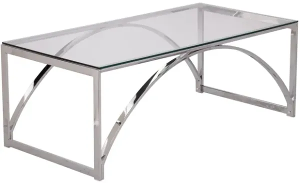 Hivvago 48 Inch  Chrome Glass And Metal Rectangular Coffee Table