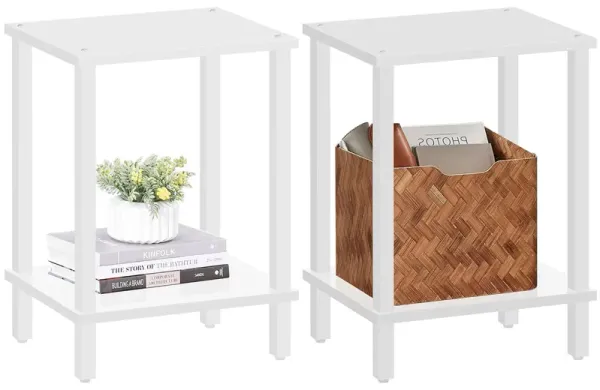 TUTOTAK End Table, Set of 2, Side Table, Nightstand, 2-Tier Storage Shelf, Sofa Table for Small Space, Living Room, Bed Room TB0