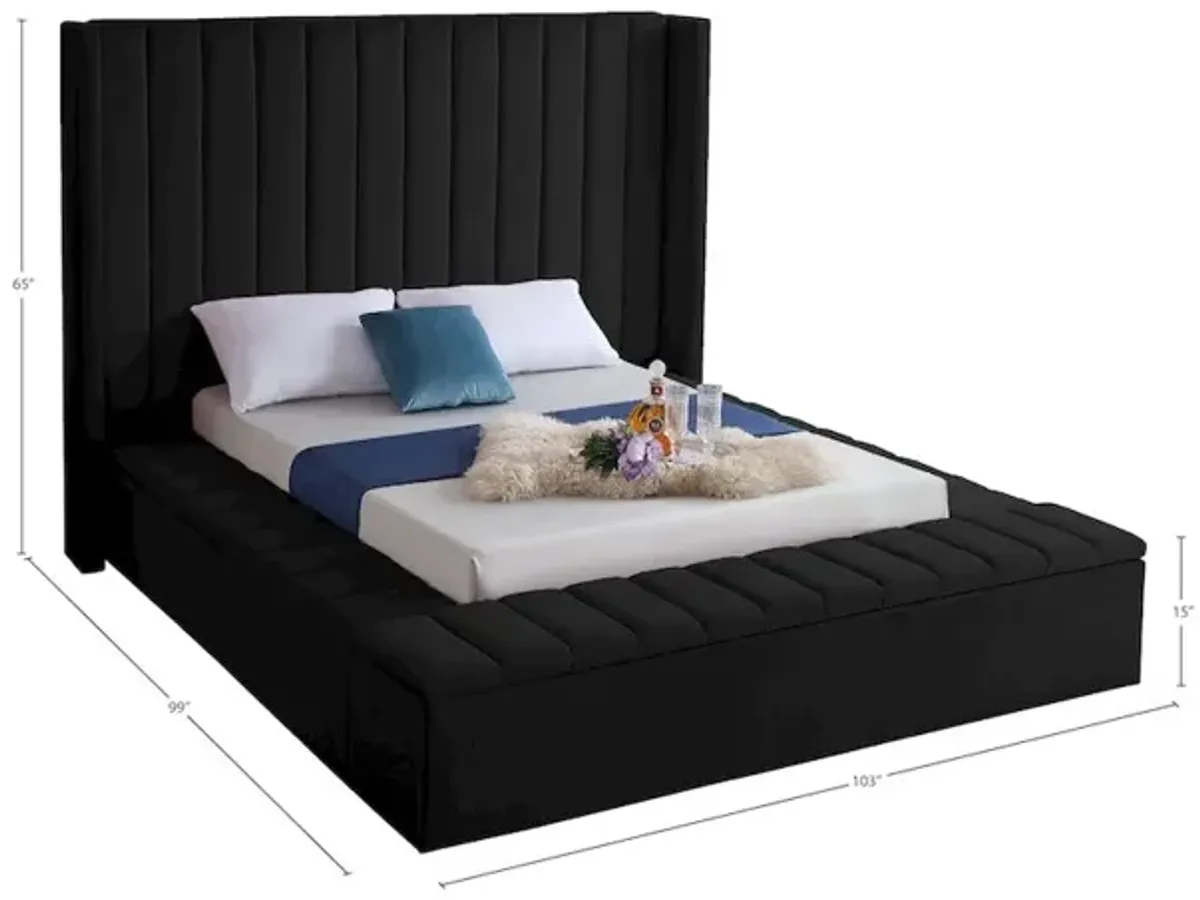 Meridian Furniture Kiki Black Velvet King Bed