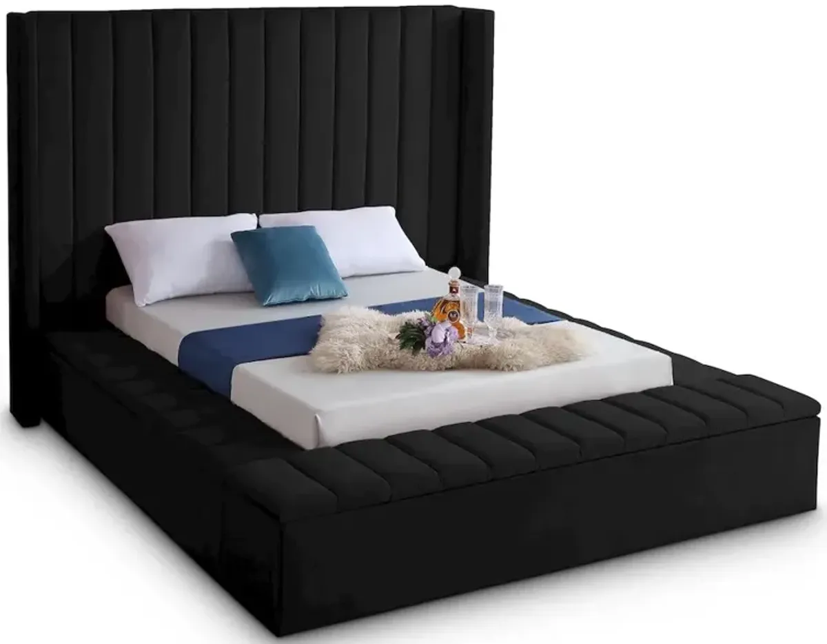 Meridian Furniture Kiki Black Velvet King Bed