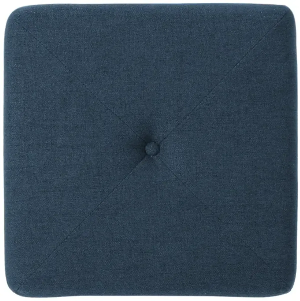 Liasa Ottoman, Cube Shape, Navy Blue Fabric, Plush Cushion, 17 Inch -Benzara