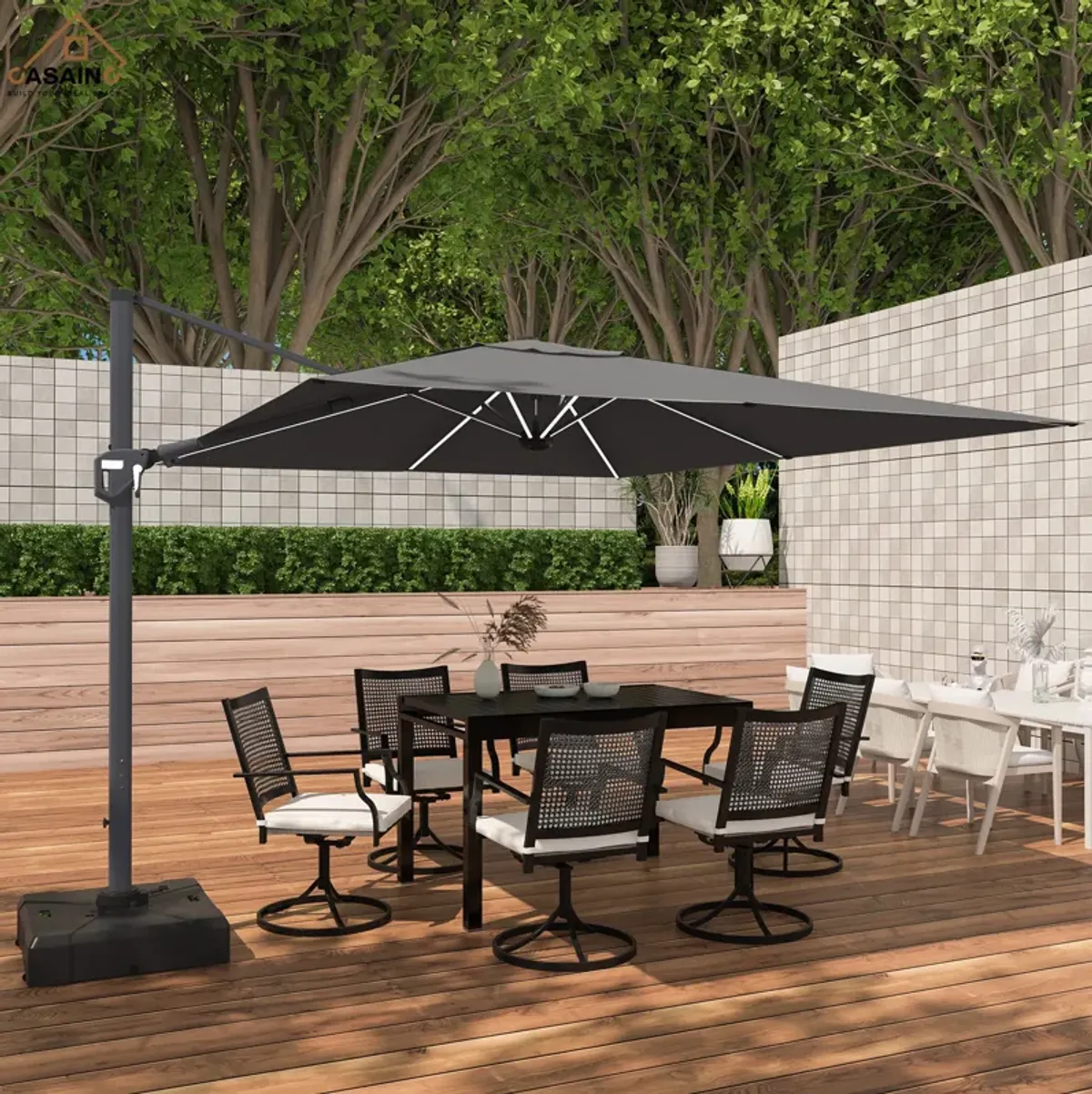 11FT Square Cantilever Patio Umbrella (with Base)