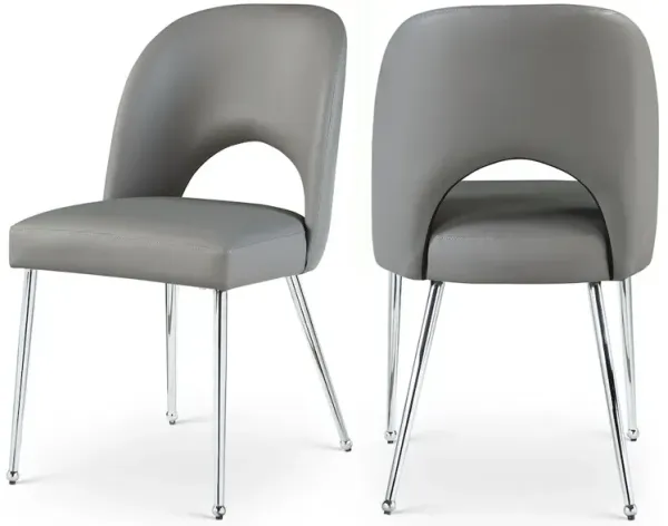 Meridian Furniture Logan Grey Vegan Leather Dining Chair, Set of 2